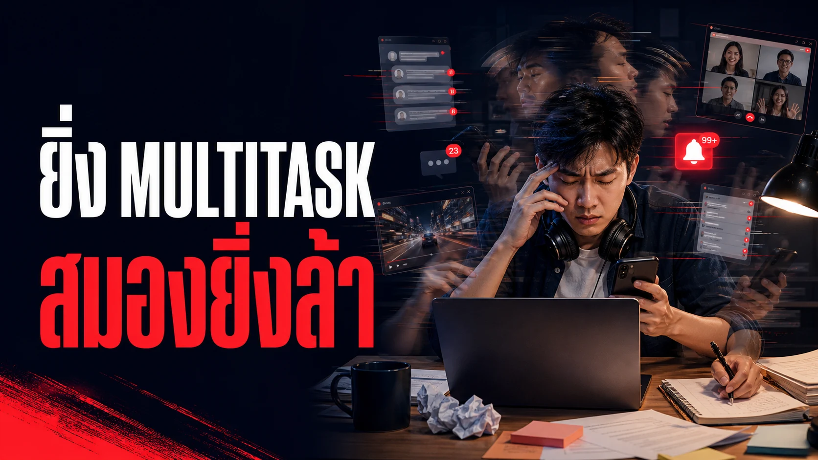 เลิกทำหลายอย่างพร้อมกันสักที งานวิจัยชี้ยิ่ง Multitask สมองยิ่งล้า ความจำยิ่งแย่ และเครียดโดยไม่รู้ตัว